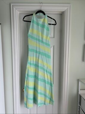 Zara Sleeveless Halter Dress in Mint, Yellow & Aqua